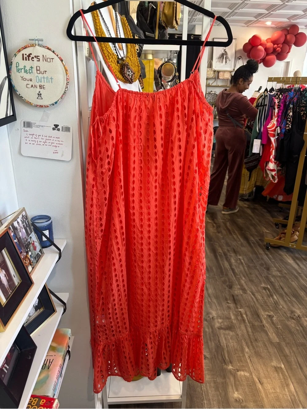 J. Crew Coral Eyelet Maxi Skirt with Ruffle Hem